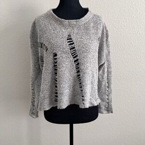 Brooklyn Karma Small Distressed Top Sweater Knit Oversized Grunge Pullover Wool